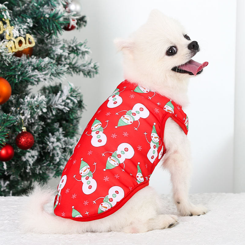 Christmas Pet Vest – Cute Snowman Outfit for Dogs & Cats