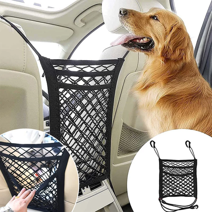 Pet Car Barrier Net – Rear Seat Safety Mesh for Dogs  and cats | Foldable & Universal Fit
