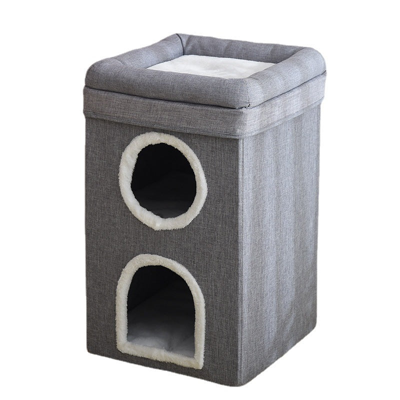 Cozy Washable Winter Cat House – Foldable, All-Season, Enclosed Nest Bed