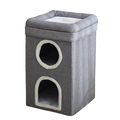 Cozy Washable Winter Cat House – Foldable, All-Season, Enclosed Nest Bed