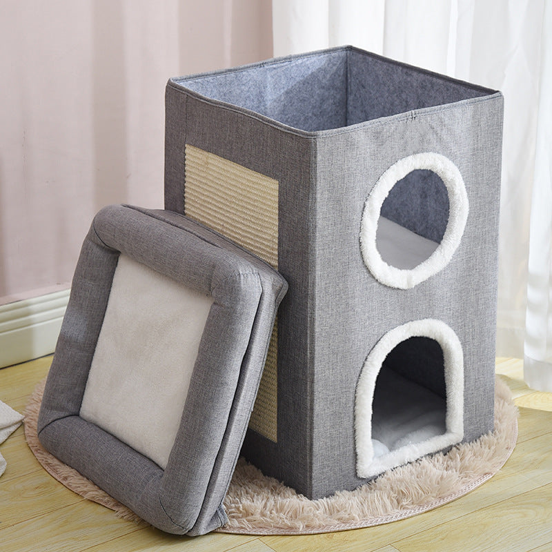 Cozy Washable Winter Cat House – Foldable, All-Season, Enclosed Nest Bed