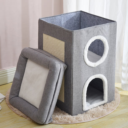 Cozy Washable Winter Cat House – Foldable, All-Season, Enclosed Nest Bed